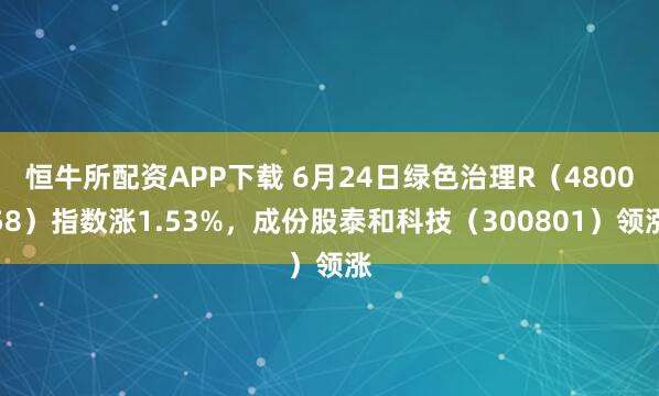 恒牛所配资APP下载 6月24日绿色治理R(480058)指数涨1.53%,成份股泰和科技(300801)领涨